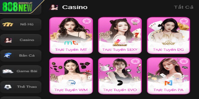 Những nhà phát hành chất lượng hợp tác cùng Live Casino 888new